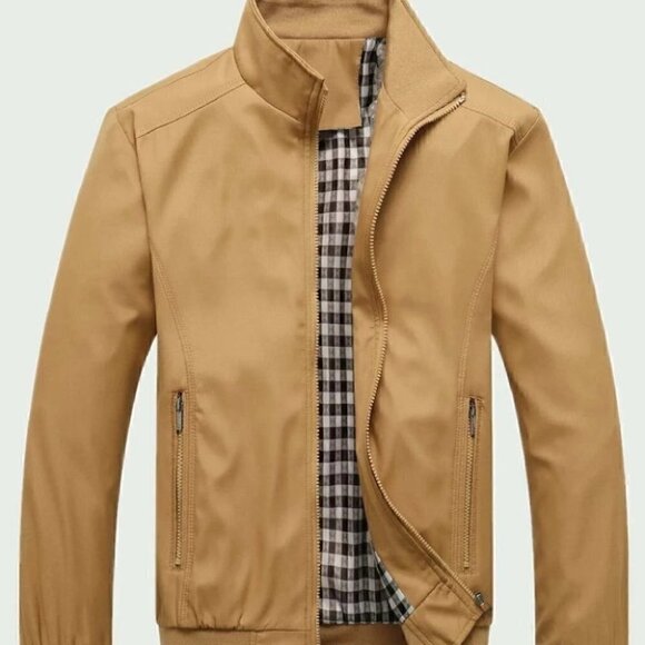 Khaki Mens Zip Up Jacket - Picture 1 of 5